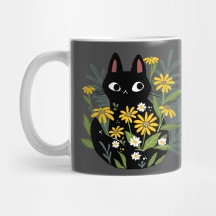 Black Cat In The Flowers Mug